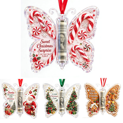 4 Pack Acrylic Christmas Cash Gift Ornaments with Money Holder Slots