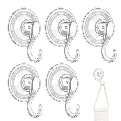 5 Clear Suction Cup Christmas Wreath Hooks for Window and Tile Decor