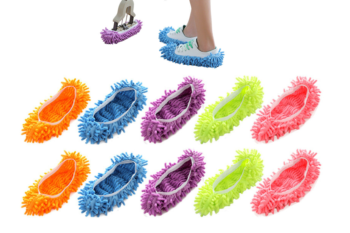 5 Pairs Mop Slipper Shoe Covers Floor Cleaning Foot Socks Washable Reusable