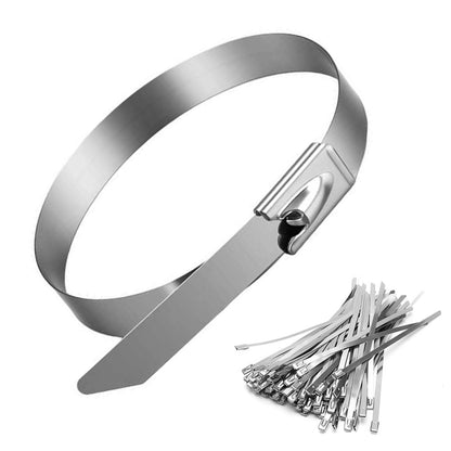 100 Piece 304 Stainless Steel Self-Locking Cable Ties 0.46 cm Wide 15cm