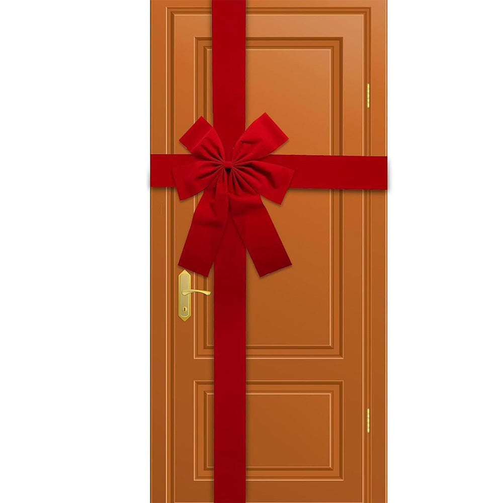 Red Velvet Style Christmas Door Bow with Polyester Straps