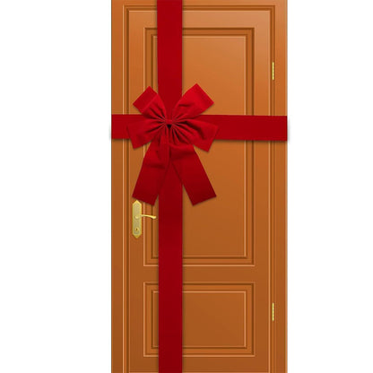 Red Velvet Style Christmas Door Bow with Polyester Straps