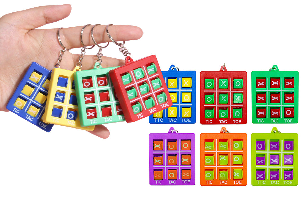 10-Pack Portable Tic Tac Toe Game Colorful Keychain Set