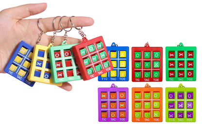 10-Pack Portable Tic Tac Toe Game Colorful Keychain Set