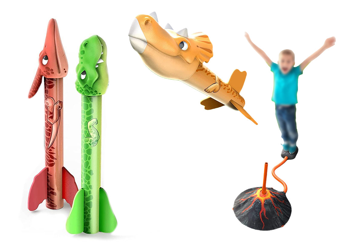 Dinosaur Rocket Launcher Toy Set Outdoor Fun Little Ones Toys for Boys and Girls Birthday Gift