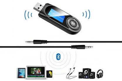 LCD Bluetooth 5.0 Transmitter Receiver USB Audio Adapter for TV Car Speakers