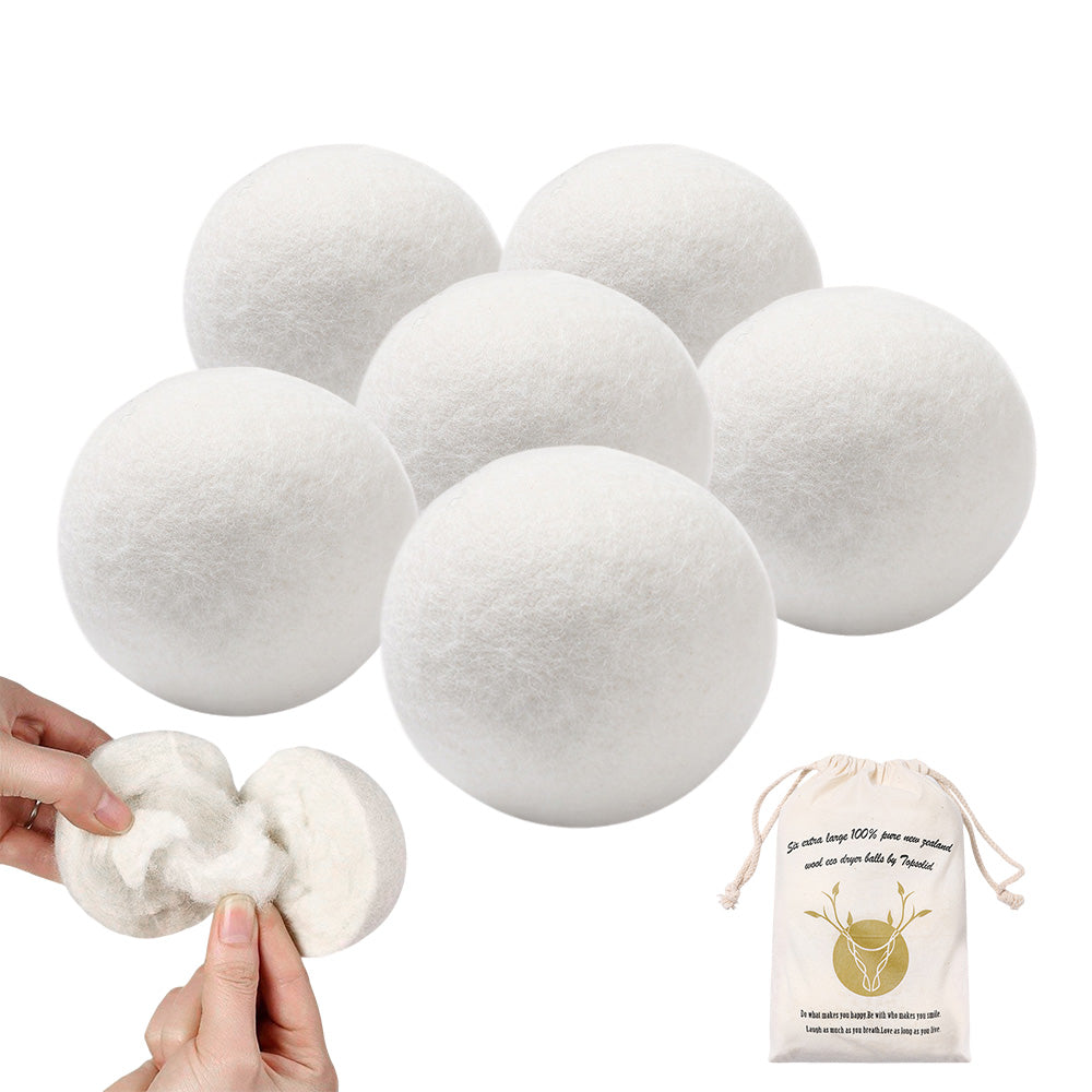 6 Pack Wool Dryer Balls for Softer Laundry and Reduced Static