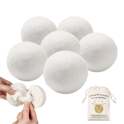 6 Pack Wool Dryer Balls for Softer Laundry and Reduced Static