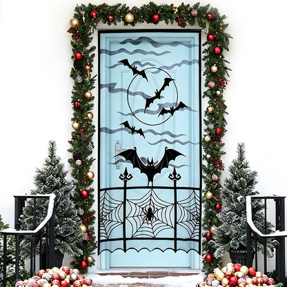 Large Halloween Door Curtain Bat Spider Web Door Cover