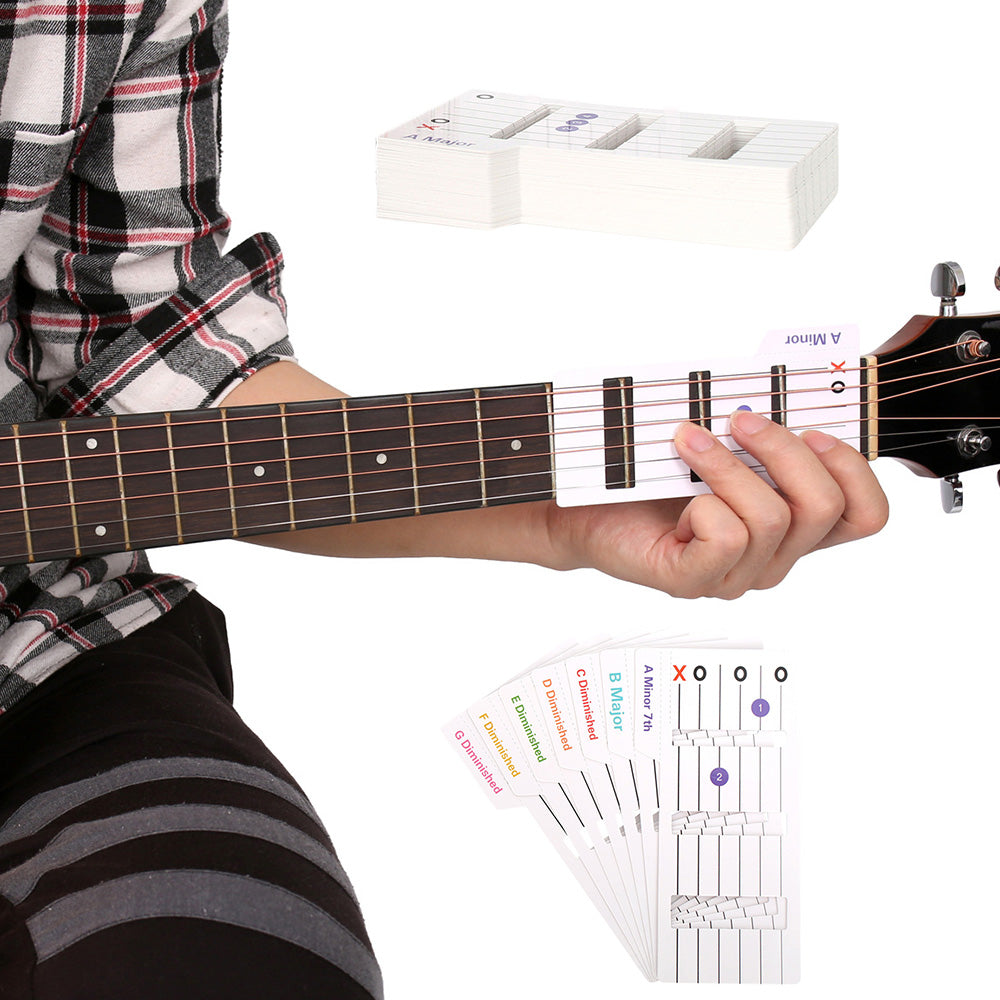 56 Laminated Guitar Chord Flashcards A to G for Beginners