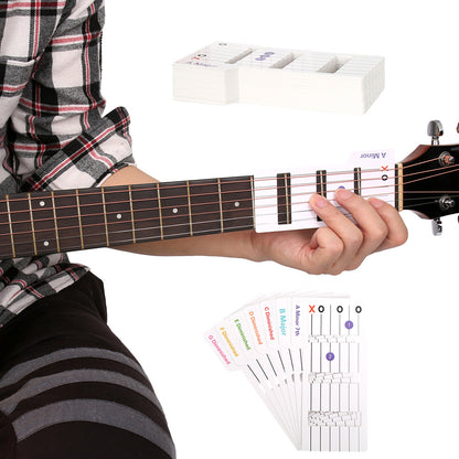 56 Laminated Guitar Chord Flashcards A to G for Beginners