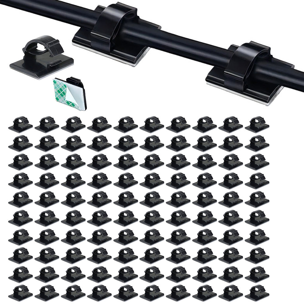100 Pack Self Adhesive Cable Tie Clips for Desks and Walls
