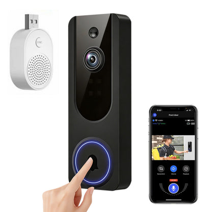 1080p WiFi Video Doorbell Camera AI Human and Motion Detection Outdoor Surveillance