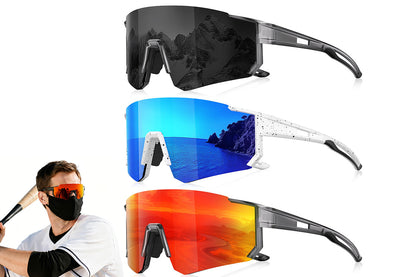 3Pcs Sunglasses Men Sports UV Protection Sunglasses for Baseball Cycling Running