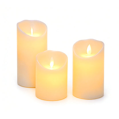 3 Piece Flameless Candles with Dancing Flame for Home Party