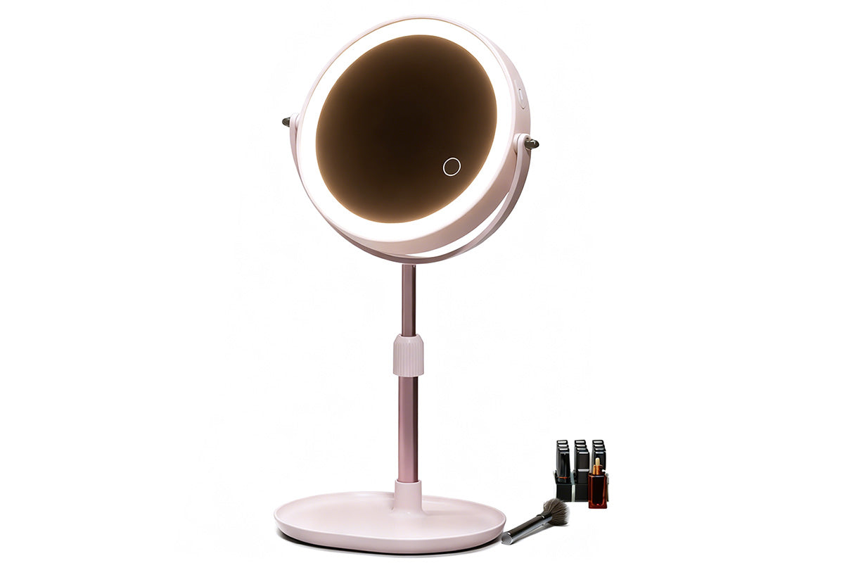 Adjustable Height Dual-Sided LED Makeup Mirror with 3 Color Lighting