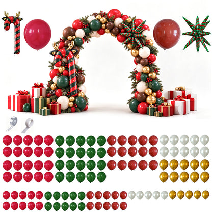 114 Piece Christmas Balloon Arch Garland Kit with Red Green Foil Balloons