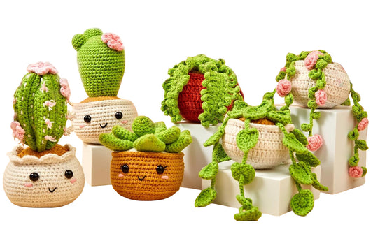 6 Pack Hanging Potted Plants Craft Knitting Knitting Kits With  Hooks Yarn Set