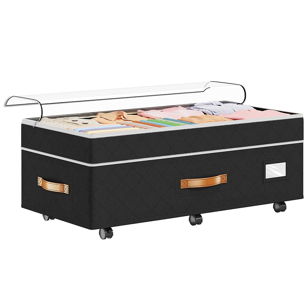 Large Capacity Under Bed Storage with Wheels Lid Handle