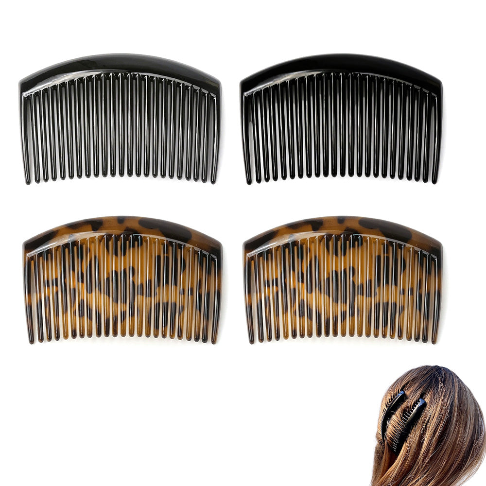 4 Large French Side Hair Combs with 23 Teeth for Twist Braid Styling