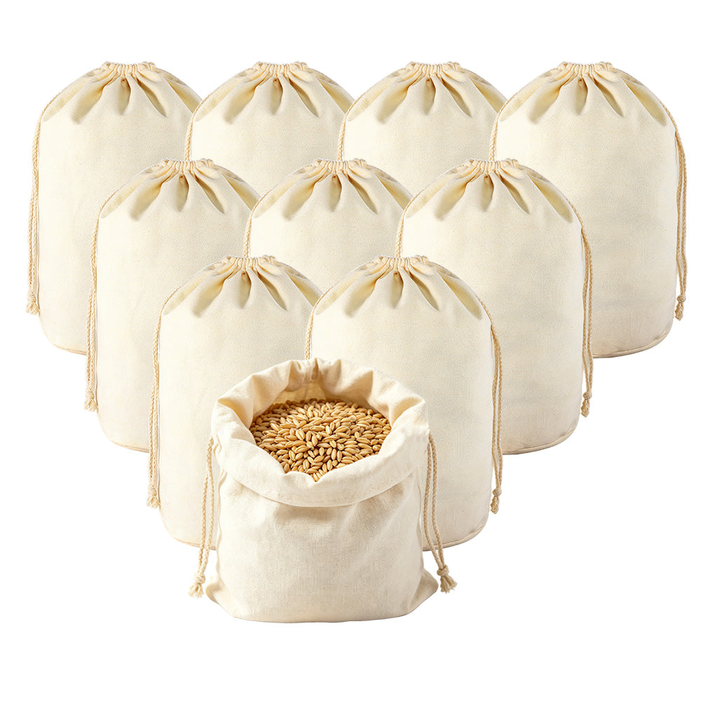 10 Pack Reusable Canvas Drawstring Storage and Gift Bags