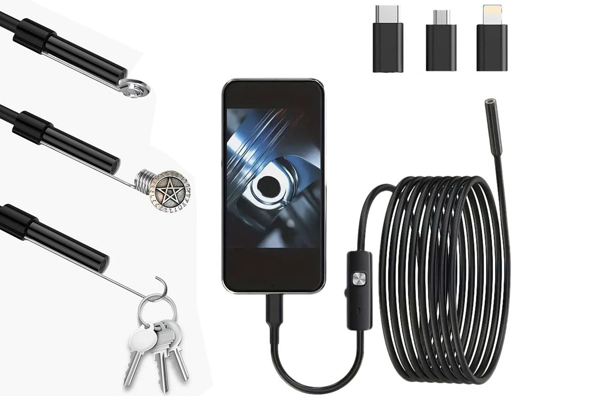 HD Endoscope Camera With 8 Adjustable LED Light Snake Borescope Inspection Camera