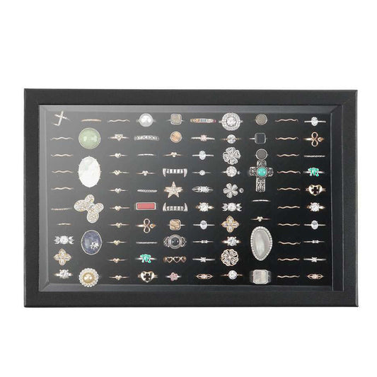 100 Slots Jewelry Ring Display Organizer Case Tray Holder Earring Storage Box