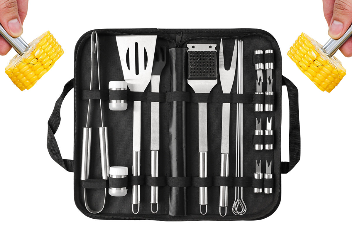 21Pcs BBQ Tool Set Stainless Steel Outdoor Barbecue Accessory Grill Cooking Set
