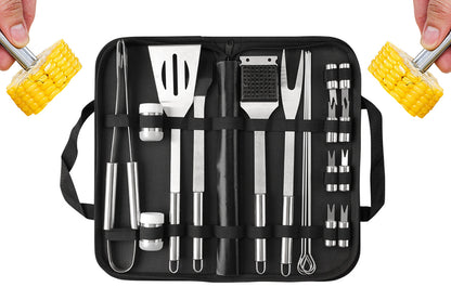21Pcs BBQ Tool Set Stainless Steel Outdoor Barbecue Accessory Grill Cooking Set