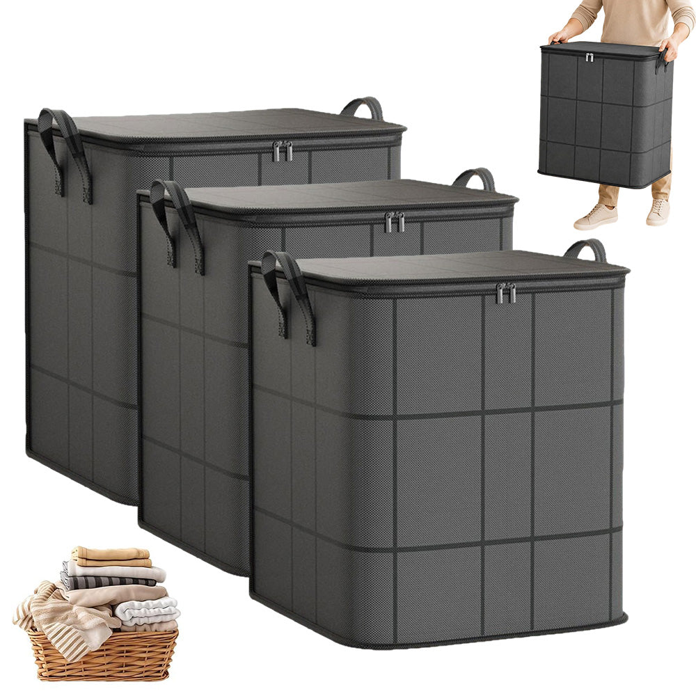 3 Pack 180L Foldable Clothes Storage Bags with Handles