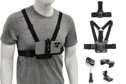 6-Piece Head Strap and Chest Harness Mount Kit for Phone Action Camera
