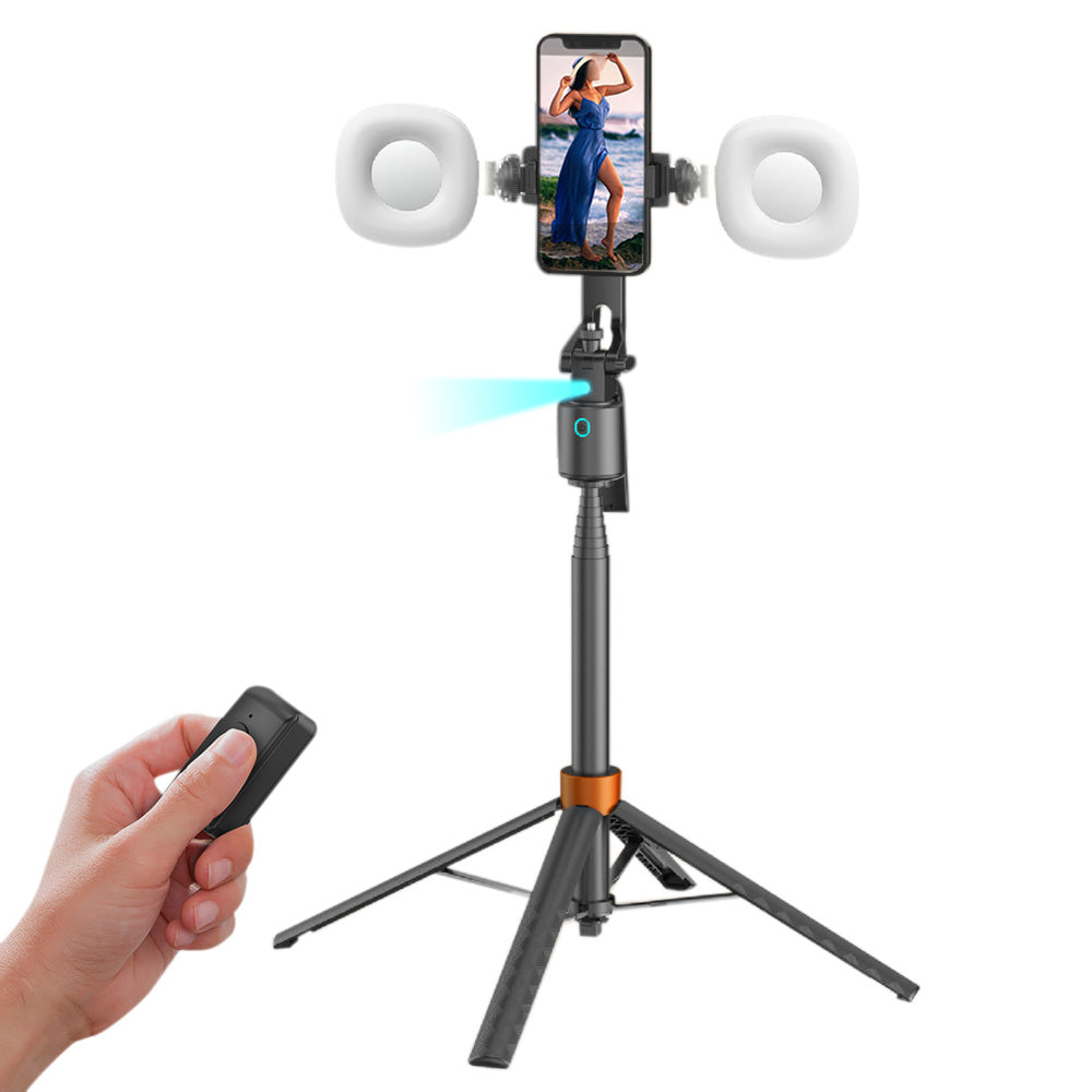 AI Face Tracking Selfie Stick Tripod with Light