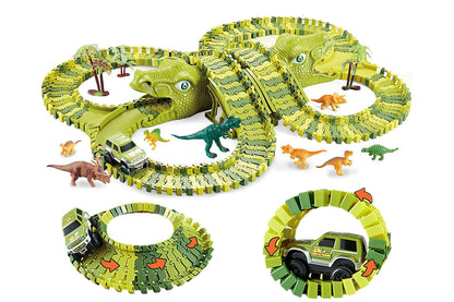Dinosaur Track Toys Dinosaur Race Car Track DIY Puzzle Building Set