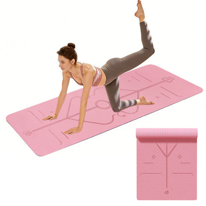 TPE Yoga Mat Exercise Fitness Sport Non Slip Workout Mat with Body Alignment Lines