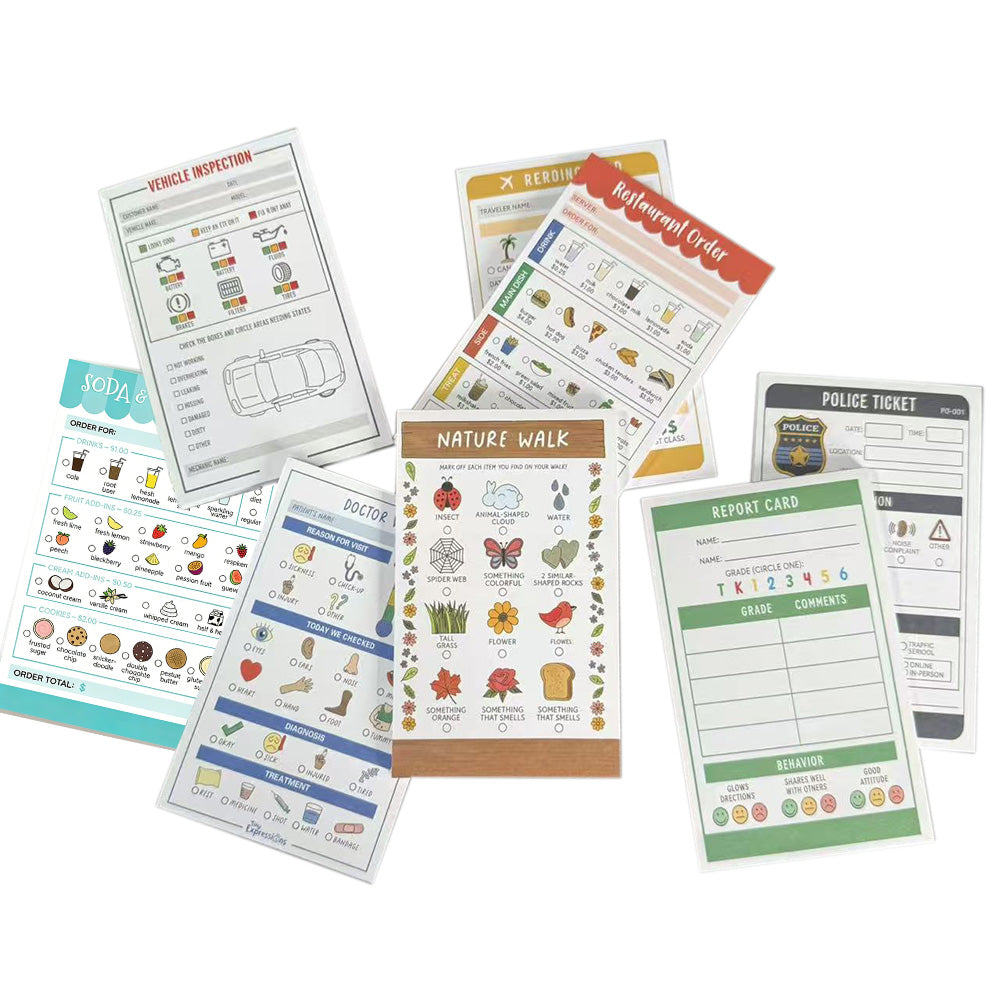 8 Theme Pretend Play Notepads Imaginative Play Notebooks
