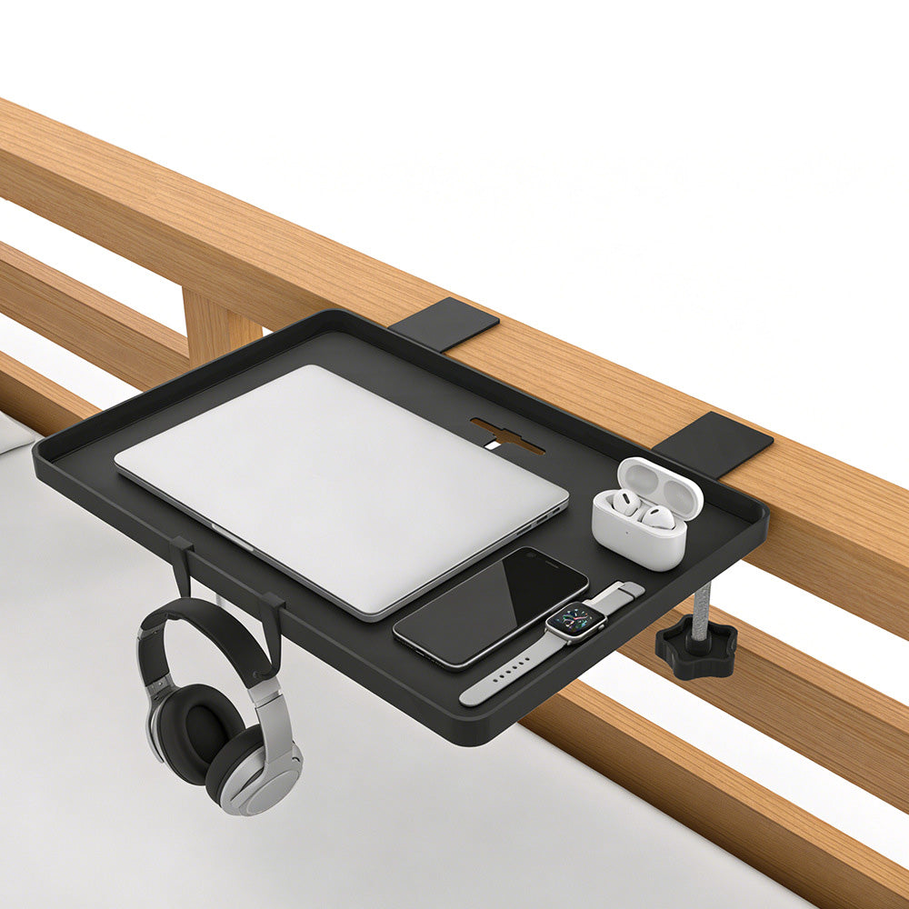 Foldable Metal Bedside Shelf with Cable Hole and 2 Hooks