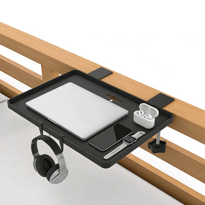 Foldable Metal Bedside Shelf with Cable Hole and 2 Hooks