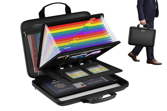 Hard Case Fire Resistant File Organiser with Lock an Accordion File Folder