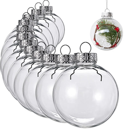 12 Clear 8cm PET Fillable Shatter Resistant Christmas Ornament Balls