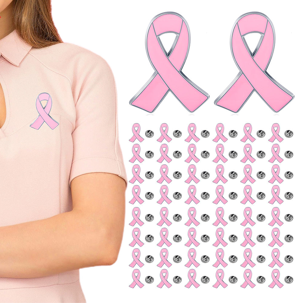 50 Pink Ribbon Enamel Lapel Pins for Womens Charity and Social Events