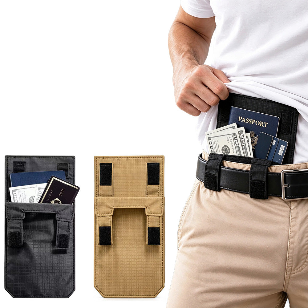 2 Pack 3 in 1 Hidden Belt Wallet Passport Pouch Travel Money Bag