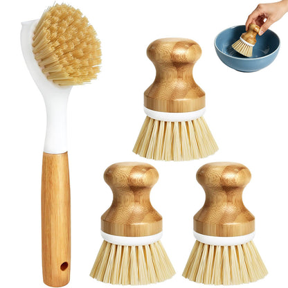 4 Piece Pot Cleaning Brush Set with Handles for Cookware