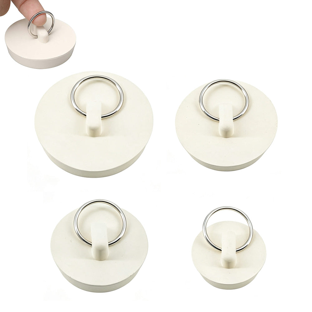 4 Pieces Sink Stoppers with Pull Rings for Basins and Bathtubs