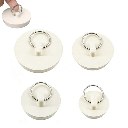 4 Pieces Sink Stoppers with Pull Rings for Basins and Bathtubs
