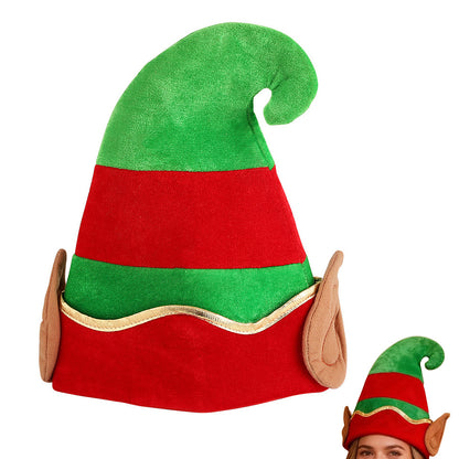 Adult Christmas Elf and Santa Hat with Bent Horns and Elf Ears