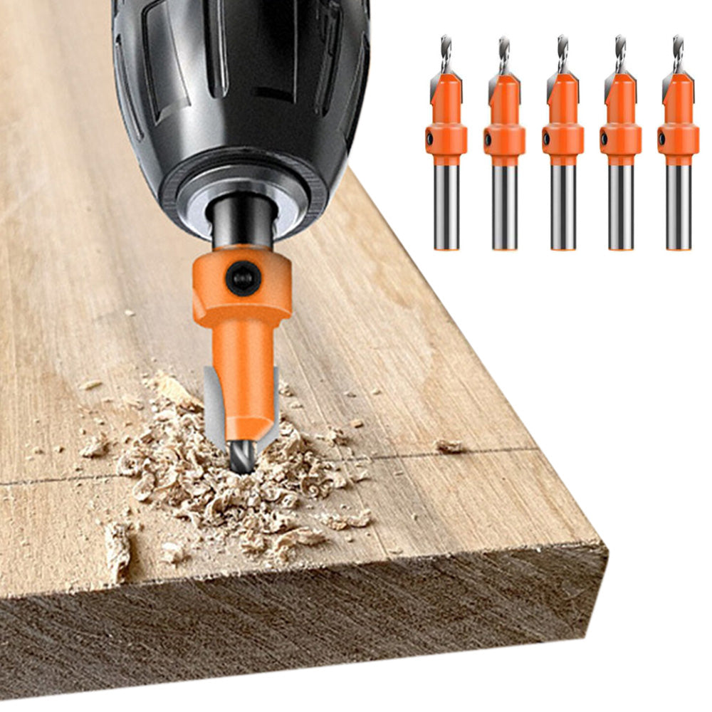 5 Piece 2.8 to 4.0mm Carbide Countersink Drill Bit Set