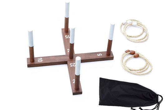 Rustic Ring Toss Game with Wooden Base