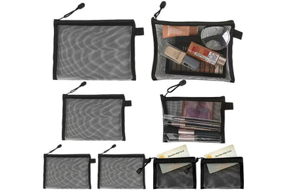8 Piece Black Mesh Travel Organizer Bag Set in 4 Sizes