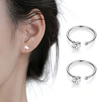 Half Hoop Earrings Lightweight Sterling Silver Stud Earrings