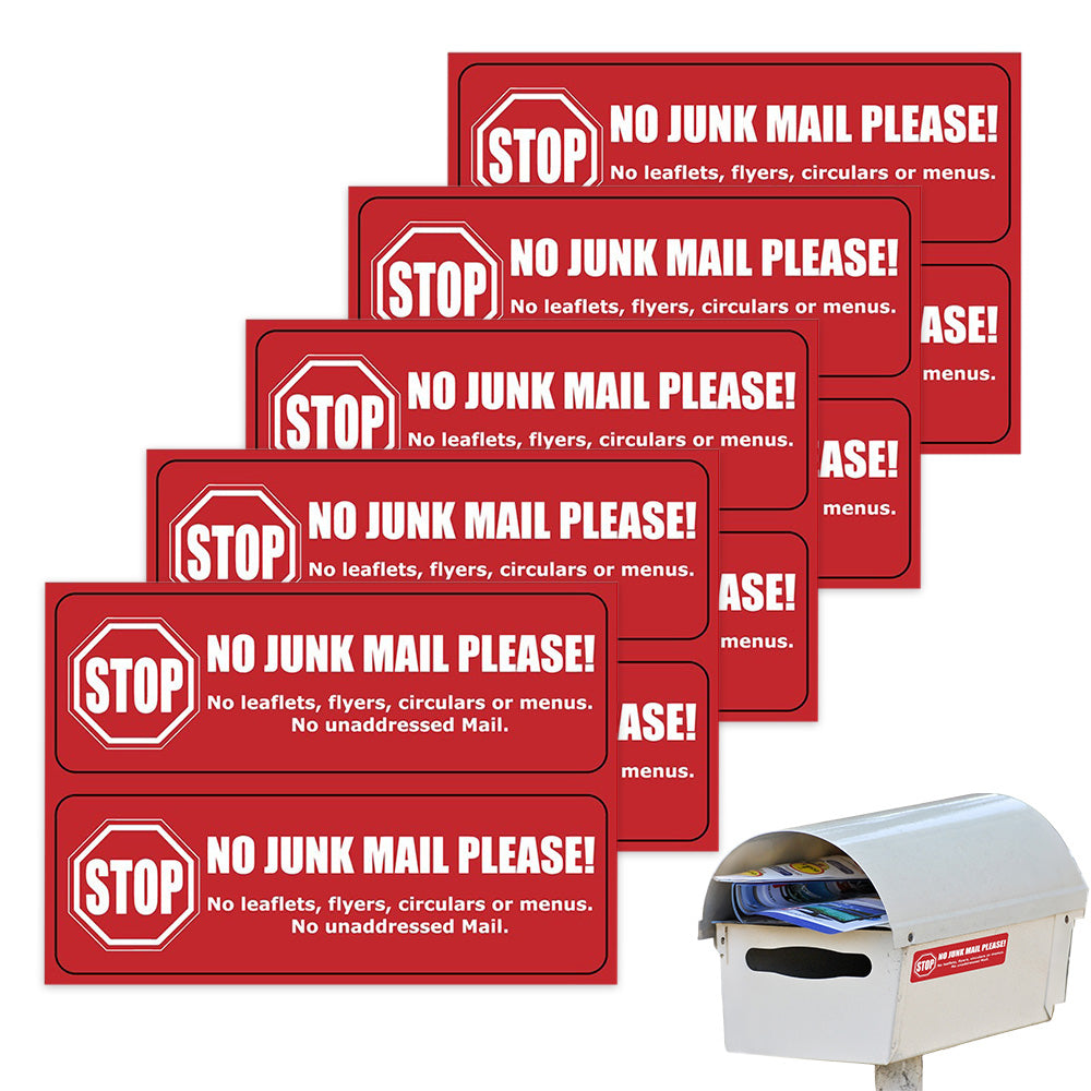 10 Pack Self Adhesive No Junk Mail Mailbox Stickers